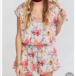 Grey floral show me your mumu rowdy romper